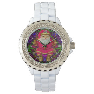 Montre Émail blanc en pierre de Père Noël