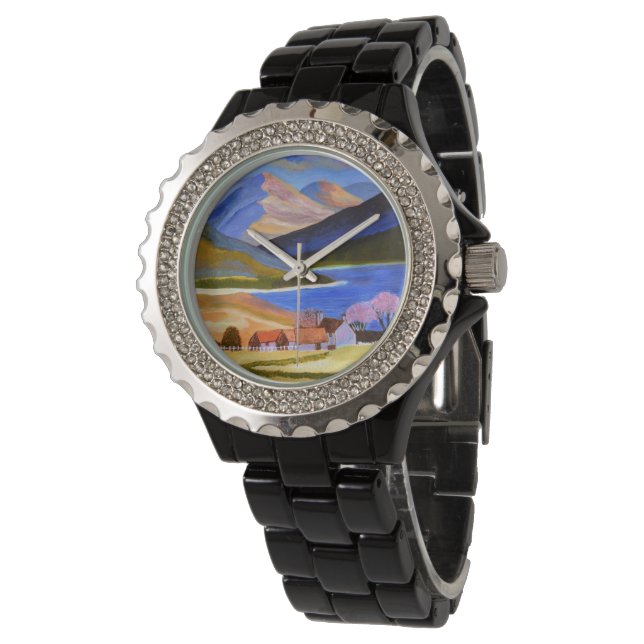Montre Émail noir strass (Incliné)