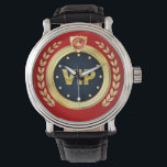 Montre Emblème VIP élégant<br><div class="desc">Pour le VIP dans votre vie,  ce design présente un élégant graphisme doré,  noir et rouge avec une bordure en feuille de laurier le long des côtés. Le beau graphisme avec l'aimable autorisation de vecteezy.com/nightwolfdezines.</div>