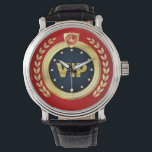 Montre Emblème VIP élégant<br><div class="desc">Pour le VIP dans votre vie,  ce design présente un élégant graphisme doré,  noir et rouge avec une bordure en feuille de laurier le long des côtés. Le beau graphisme avec l'aimable autorisation de vecteezy.com/nightwolfdezines.</div>