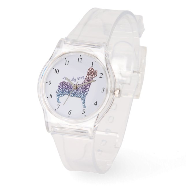 Montre Embossed Indigo Gradient Paw Print Dog Outline (Angle)