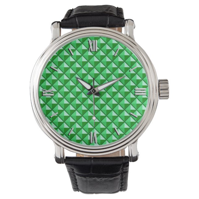 Montre Emerald green, enamel look, étudiant ded grid (devant)