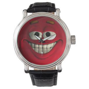 Montre Emoticône Rouge Avec Dents Blancs