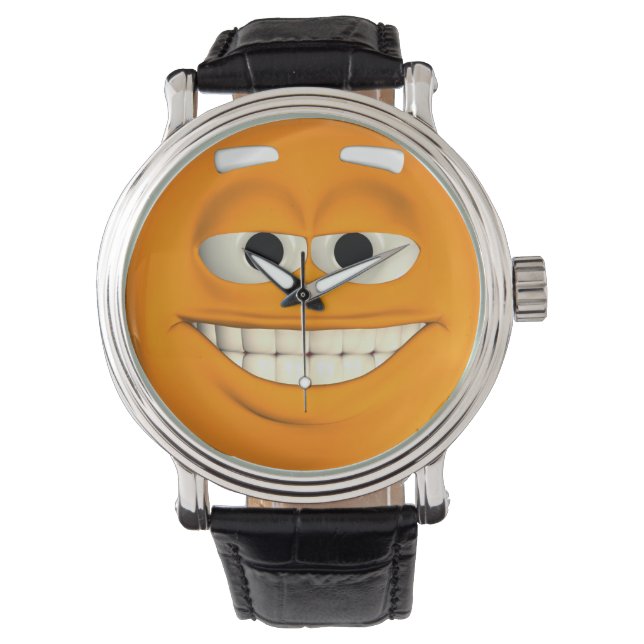 Montre Emoticule orange avec dents blanches (devant)