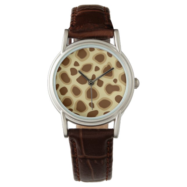 Montre Empreinte de léopard - Chocolat Brown et Chocolat  (devant)