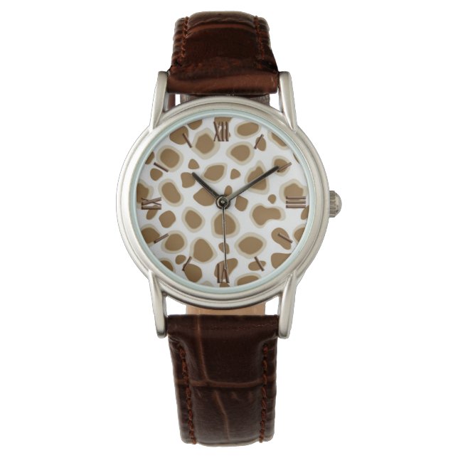 Montre Empreinte de léopard - Taupe Tan et Blanc (devant)