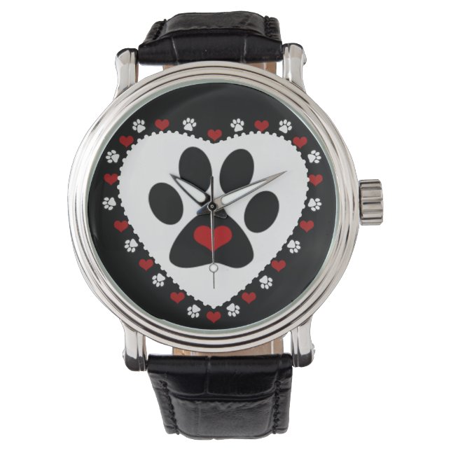 Montre Empreinte de patte Love Hearts Wrist Watch (devant)