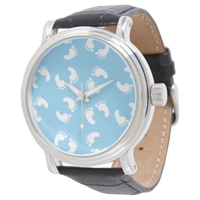 Montre Empreintes de bébé, Pied de bébé, Traces de pas, B (Incliné)