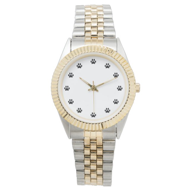Montre Empreintes de patte noires en chiffres (devant)