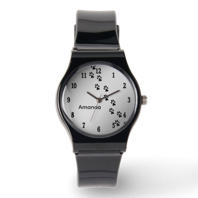 Montre Empreintes de pattes animaux de compagnie Silver B (Recto)