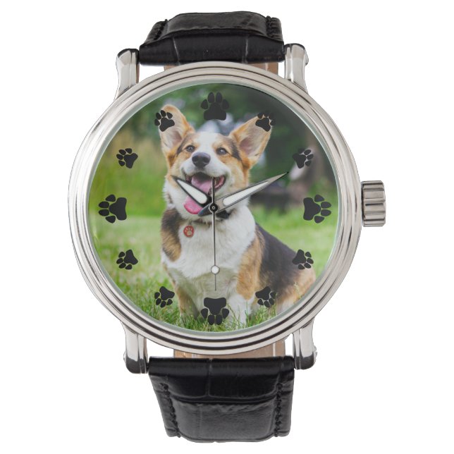 Montre Empreintes de pattes noirs Ajouter votre animal de (devant)