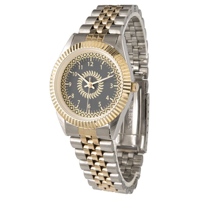 Montre en acier inoxydable bicolore de luxe (Incliné)
