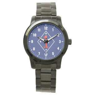 Montre en acier inoxydable noir pour vétéran de la