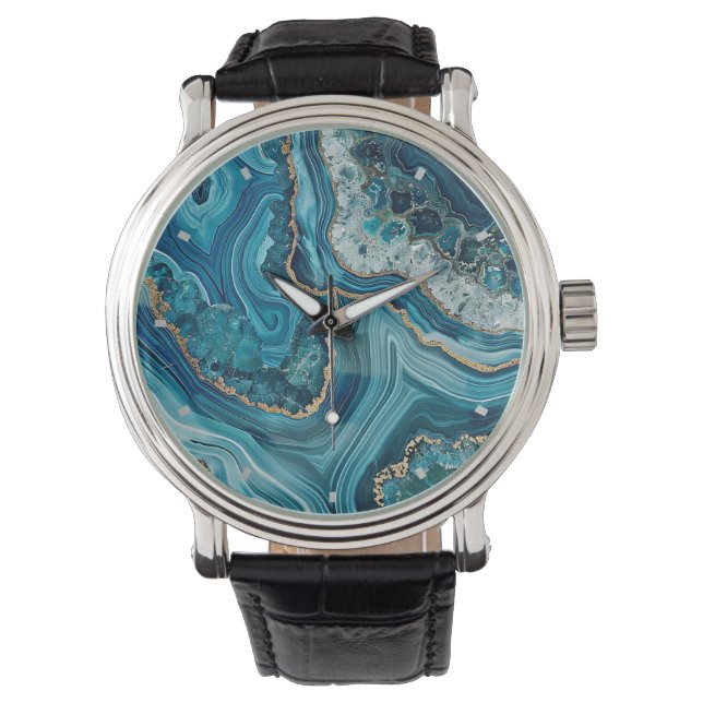 Montre en agate sarcelle (devant)