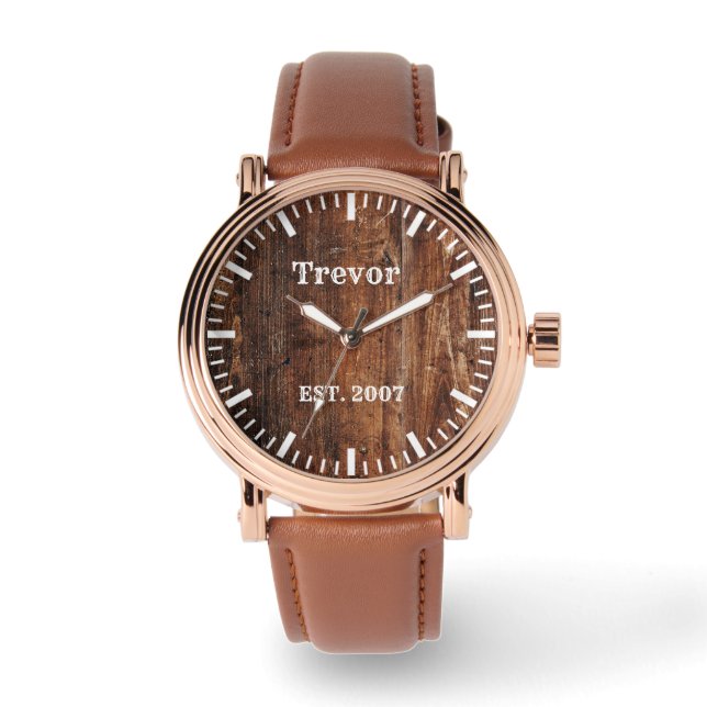 Montre en bois rustique pour hommes personnalisée (Recto)