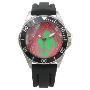 Montre en caoutchouc et acier inoxydable Steampunk
