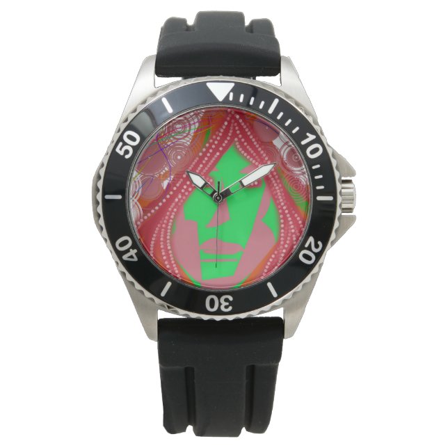 Montre en caoutchouc et acier inoxydable Steampunk (devant)