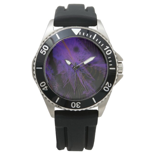 Montre en caoutchouc noir pour homme avec visage v (devant)