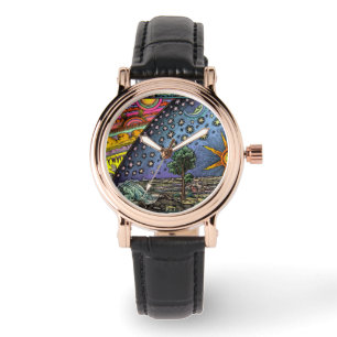 Montre en cuir Carré Flammarion Terre plate