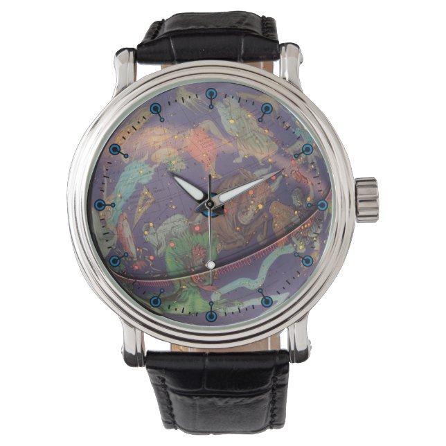 Montre en cuir céleste astronomique (devant)