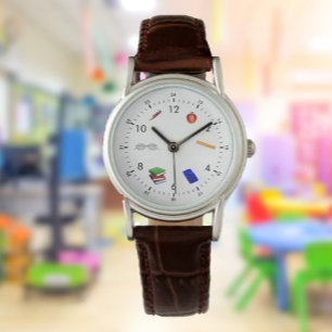 montre en cuir de l'enseignant de retour à l'éco