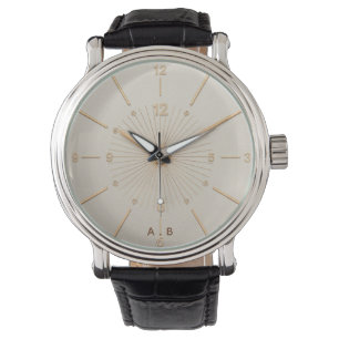 Montre en cuir élégante avec initiales personnalis