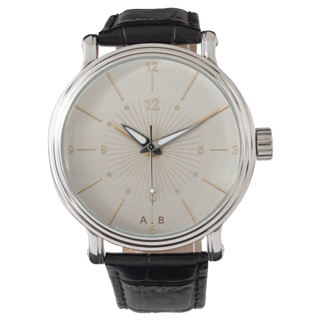 Montre en cuir élégante avec initiales personnalis (devant)