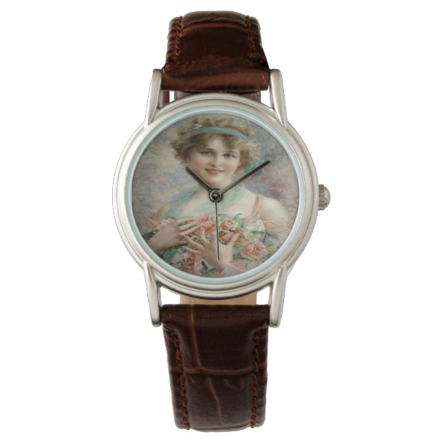 Montre en cuir féminine vintage (devant)