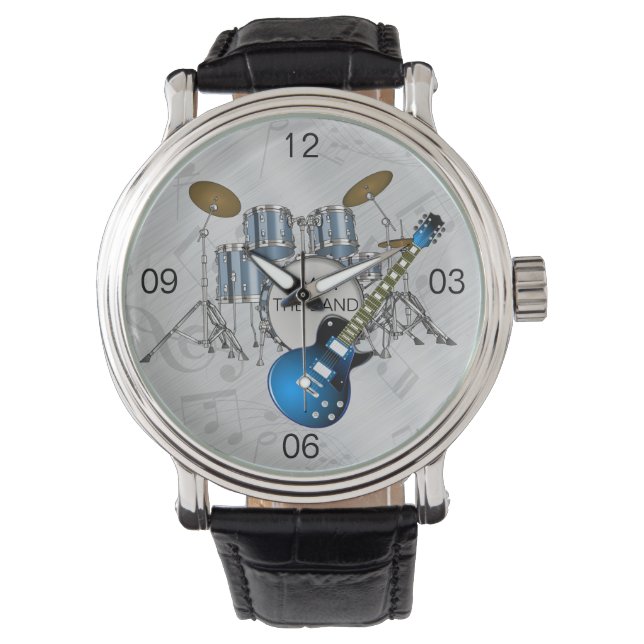 Montre en cuir I'M WITH THE BAND DRUM (devant)