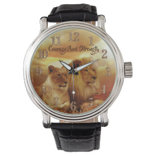 Montre en cuir marron Lion & Lionne Gras
