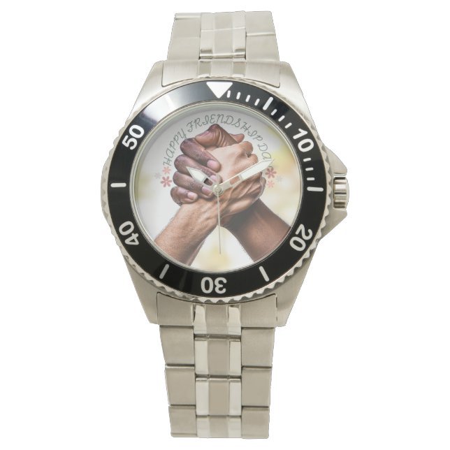 Montre en cuir noir classique (devant)