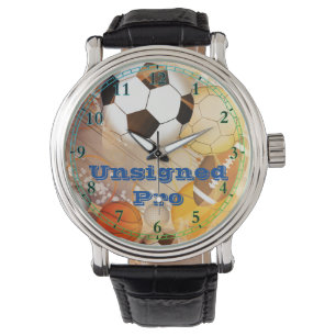 Montre en cuir noir vintage non signée