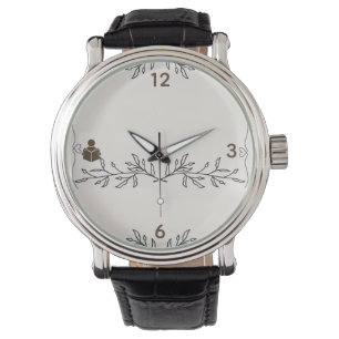 Montre en cuir noir vintage personnalisée pour hom