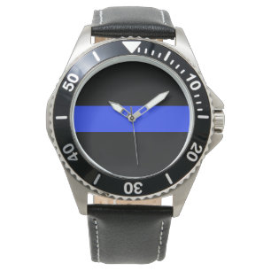 Montre en cuir noire de Blue Line