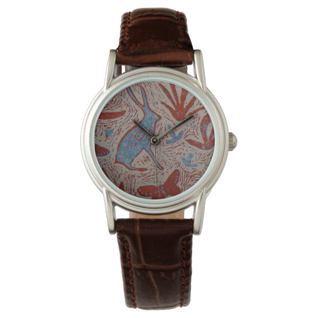 Montre en cuir pour dames lièvre et papillon (devant)