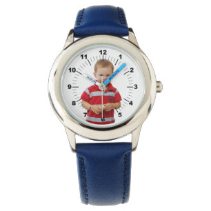 Montre en cuir pour enfant - Personnalisé - Bleu
