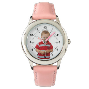Montre en cuir pour enfant - Personnalisé - Rose