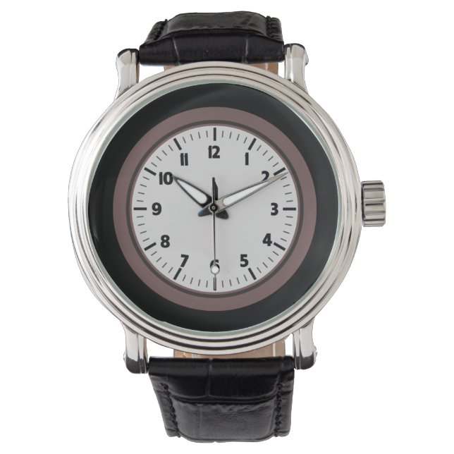 Montre en cuir pour hommes sarcelle noir chic cont (devant)