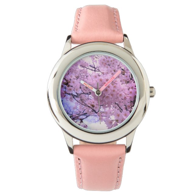 Montre en fleurs de cerisier rose (devant)