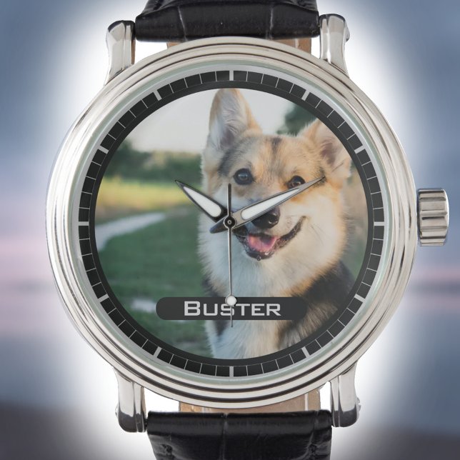 Montre En mémoire de votre animal. Photo d'un animal de c (Créateur téléchargé)