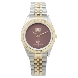 Montre en métal rouge de buffle d'or