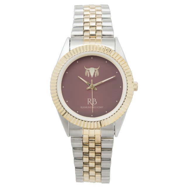 Montre en métal rouge de buffle d'or (devant)