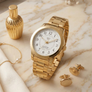 Montre en or de luxe avec typographie serif classi