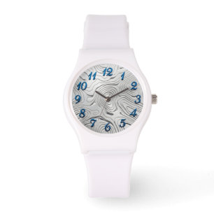 Montre en silicone blanc, cadran de style argent 