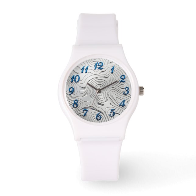 Montre en silicone blanc, cadran de style argent  (Recto)