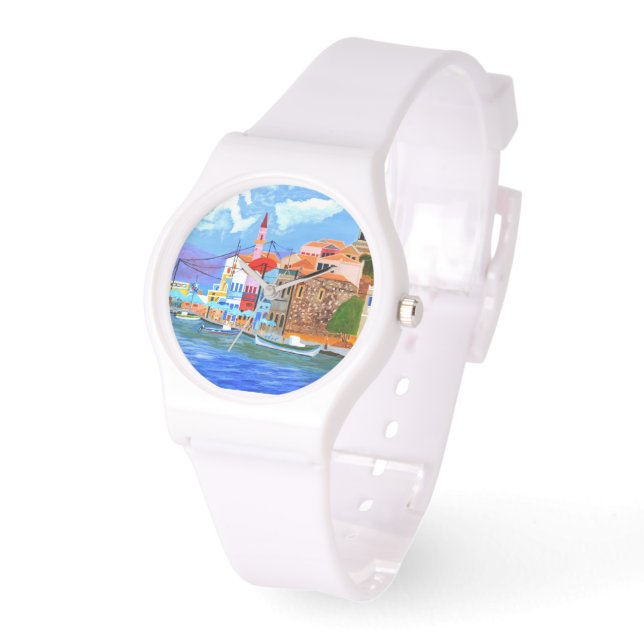 Montre en silicone blanche sport pour femmes (Angle)