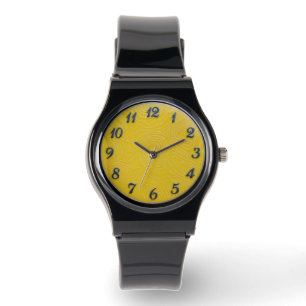 Montre en silicone noir + Bracelet + Cadran citron