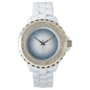 Montre en strass pour femmes avec bracelet blanc e