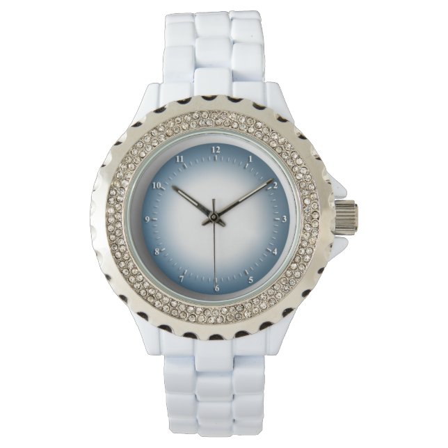 Montre en strass pour femmes avec bracelet blanc e (devant)