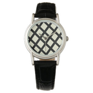 Montre en treillis (crème et noir)